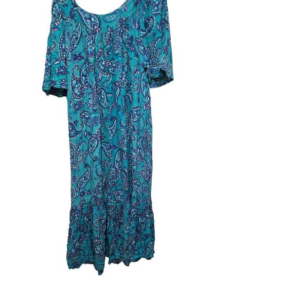 Cabernet Blue Paisley Oversized Maxi Dress Size Medium - Picture 2 of 8